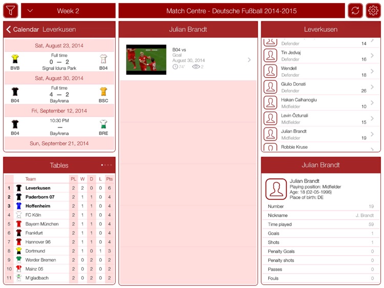 Deutsche Fußball 2016-2017 - Match Centre