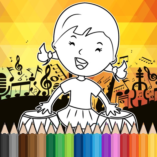 Musical Instruments Cartoon Coloring Book Free iOS App