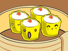 The cute dim sum sticker pack contains a handful of adorable little dancing food