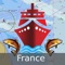 This App offers offline nautical charts, lake & river navigation maps for fishing, kayaking, boating, yachting & sailing covering France