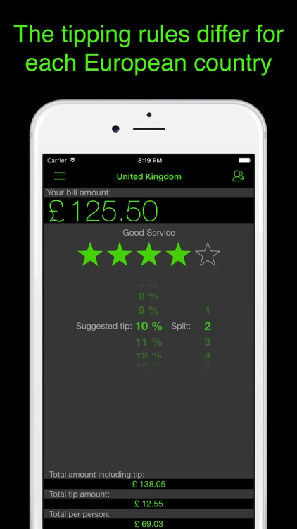 Europe Tip Calculator - for all European countries