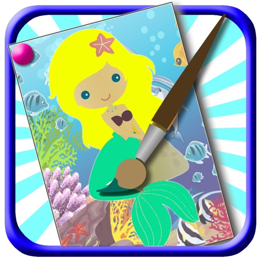 Mermaid Game Kids Coloring Books Icon