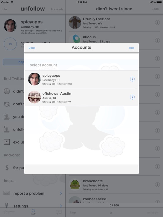 unfollow for Twitter for iPad screenshot-3