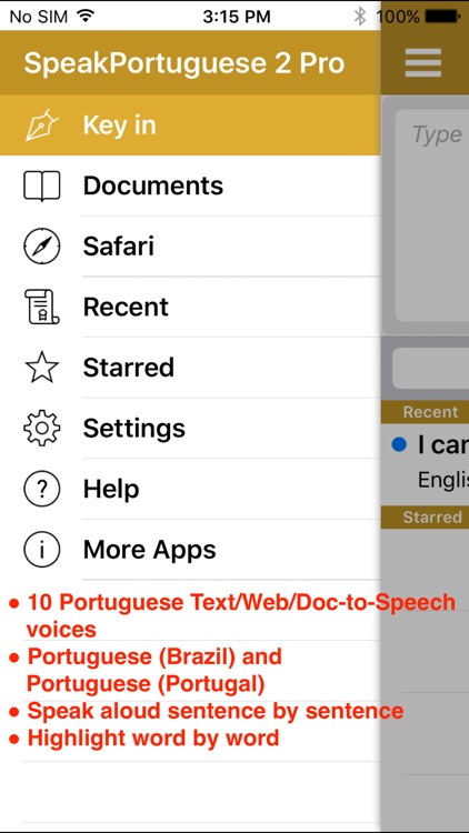 SpeakPortuguese 2 Pro (10 Portuguese TTS) screenshot-0