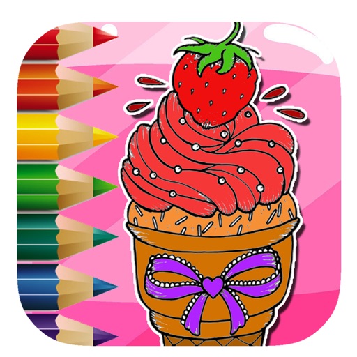 Ice Cream Strawberry Coloring Page Game For Kids Icon