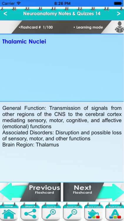 Neuroanatomy Exam Review-8100 Flashcards Study Notes, Terms & Quizzes screenshot-3