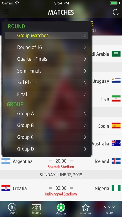 Live Scores for World Cup 2018
