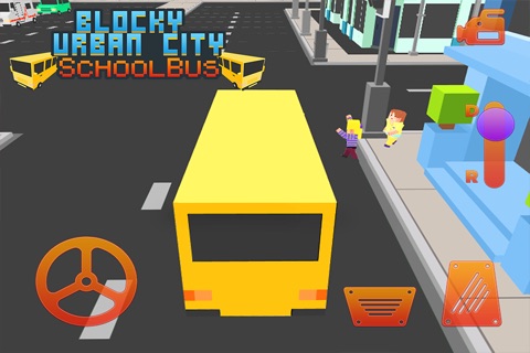 Blocky Urban City School Bus 3D screenshot 2