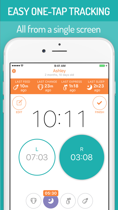 BabyTime - Baby Feeding Timer & Log (Breastfeeding, Bottle Feeding, Sleep & Nappies) Screenshot 1