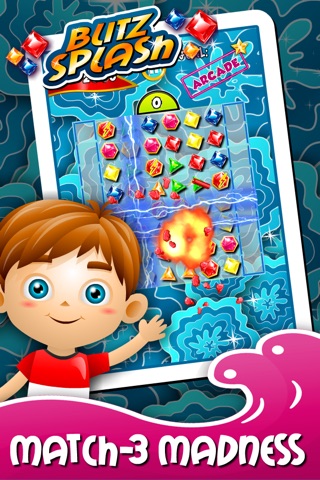Blitz Splash Match-3 - diamond game and kids digger's quest hd free screenshot 2