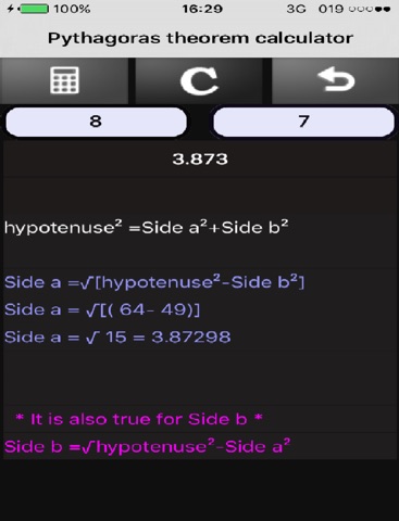 Pythagoras theorem calculator screenshot 4