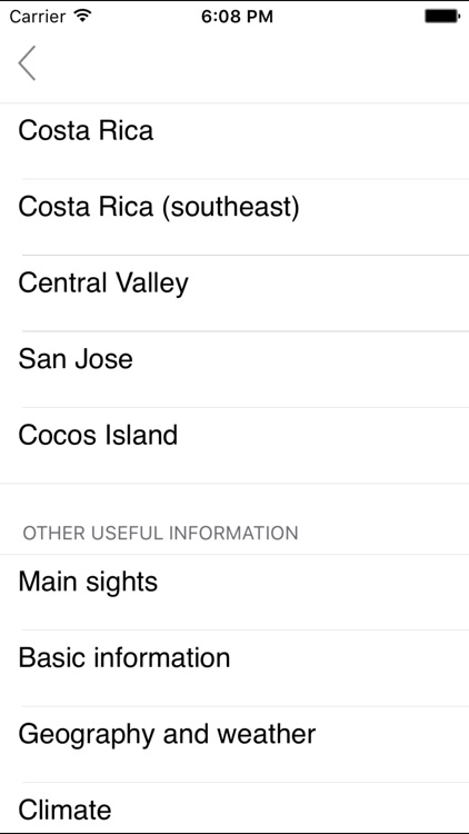 Costa Rica. Road map.