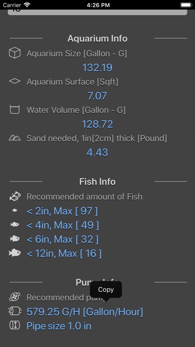 Aquarium Calculator Plus screenshot 4