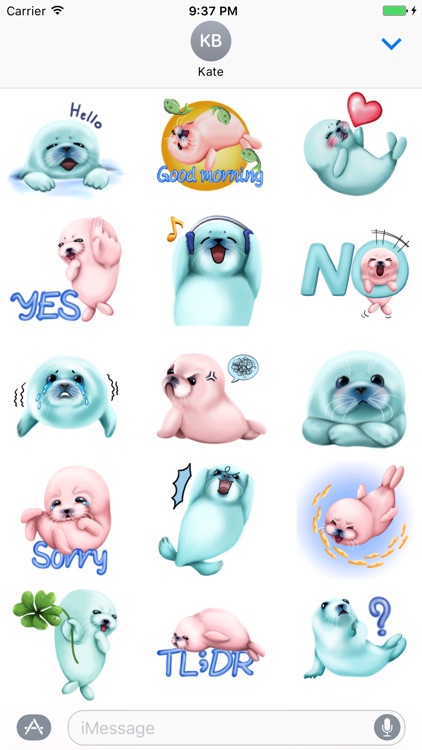 Bubble & Mint Seal Stickers for Text Messages