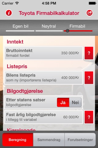 Toyota Firmabilkalkulator Norge screenshot 3