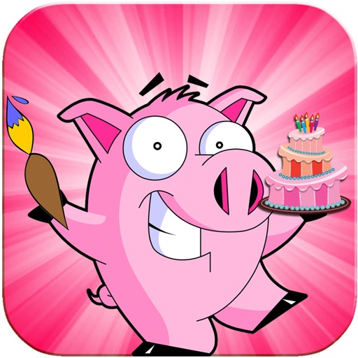 Kids Party Pa Pig Shop Cake Coloring Fun Game Icon