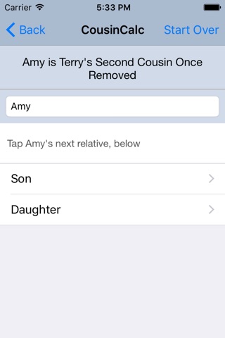 CousinCalc screenshot 2