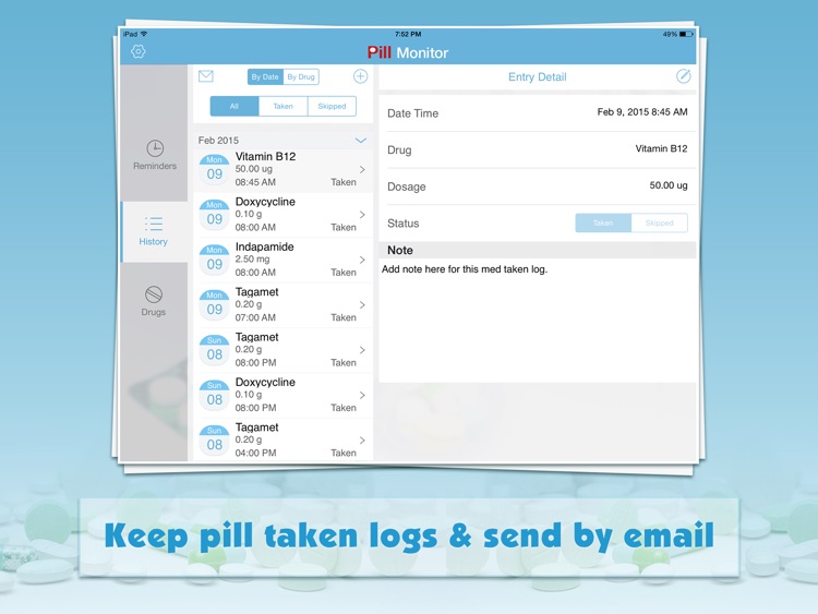 Pill Monitor Pro for iPad - Drug Reminders & Logs