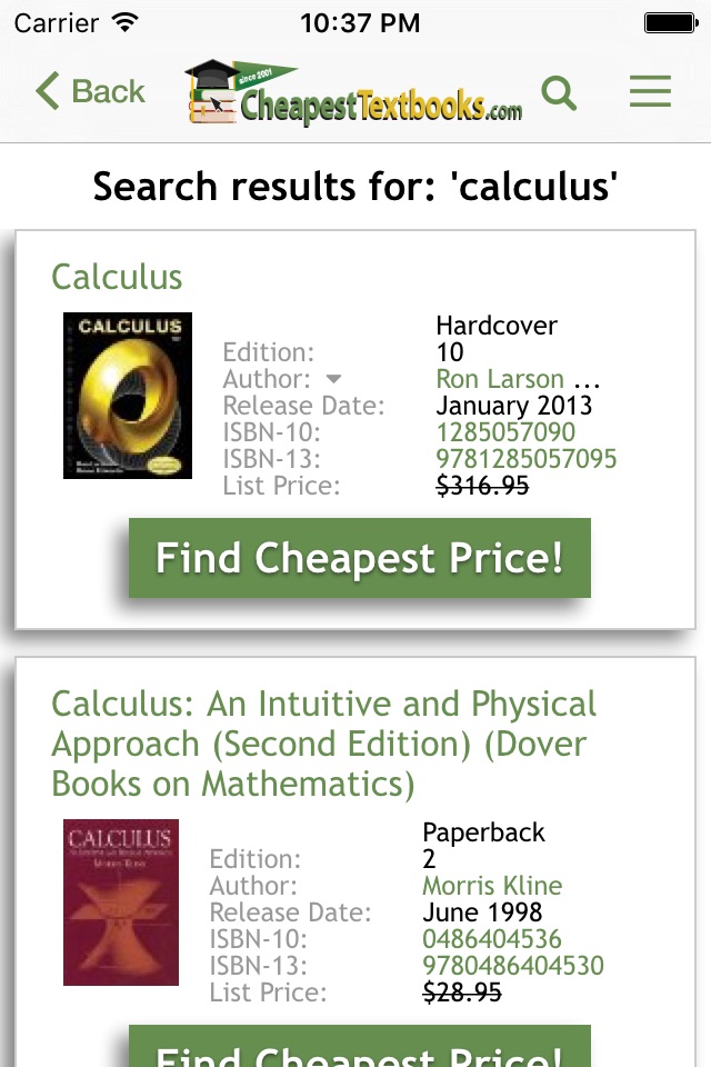 CheapestTextbooks.com screenshot 2