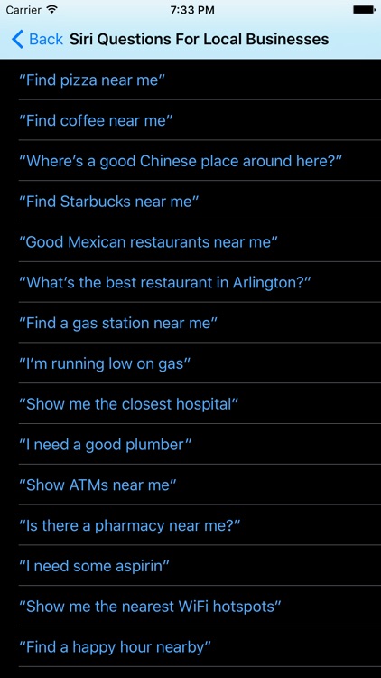 Command List for Siri