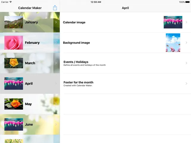 Billede 3 Calendar Maker 2017 - Create Photo Calendar as PDF iphone