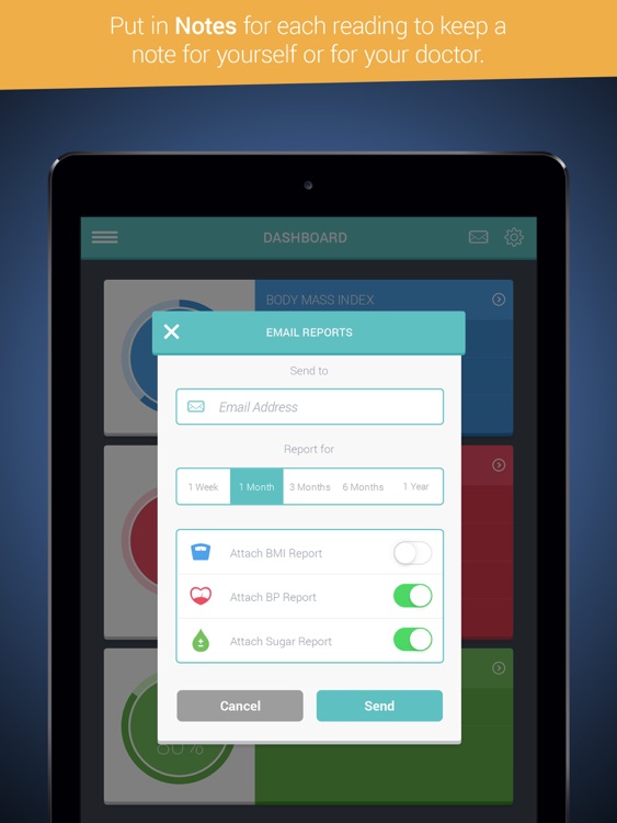 Health Tracker & Manager for iPad - Personal Healthbook App for Tracking Blood Pressure BP, Glucose & Weight BMI screenshot-3