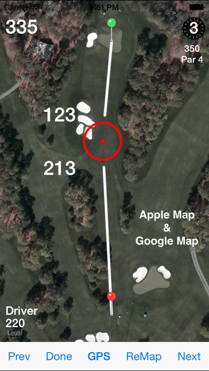 Golf GPS Range Finder Scorecard & Course Locator