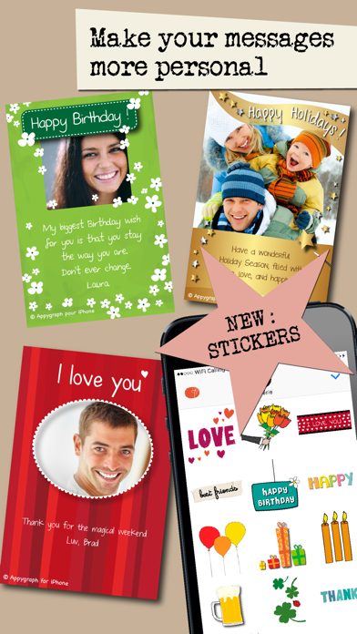 Appygraph eCards - Send personalized Birthday, Greeting, Love photo cards by messaging apps, Facebook, email, or postal mail screenshot