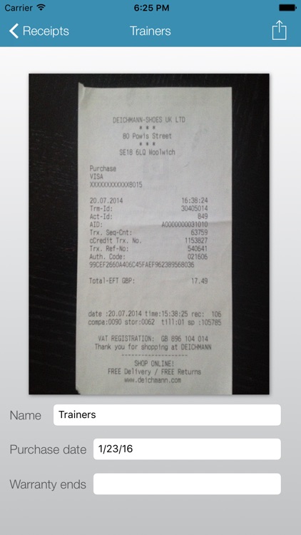 Receipt Saver