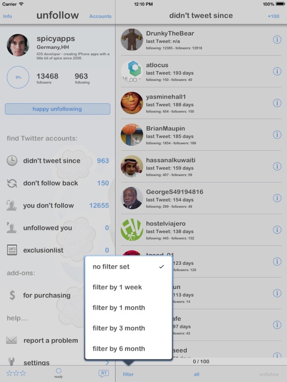 unfollow for Twitter - iPad edition