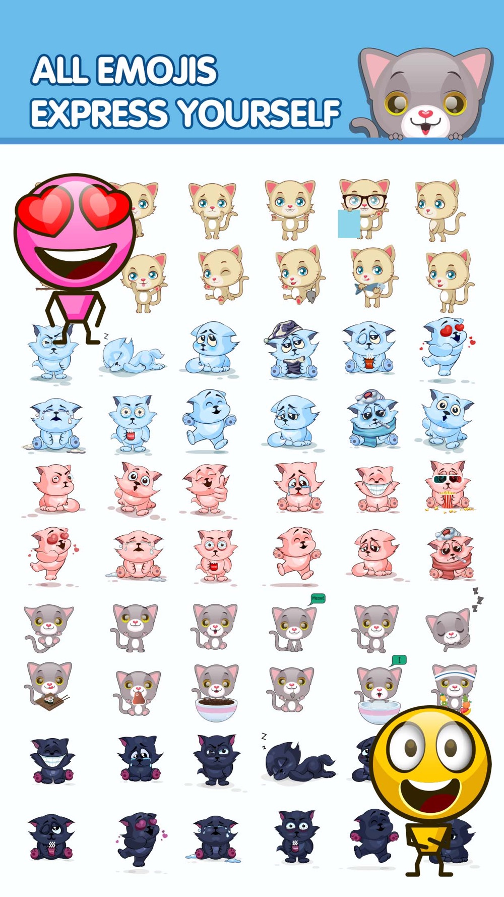 Smily Cat Emoji Me Meaning Sending Blue Keyboard Free Download App for