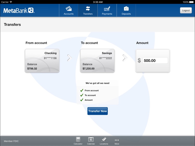 MetaBank Mobile Banking for iPad screenshot-3