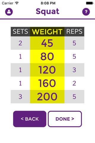 Workout Calc - Starting Strength Weight Lifting Warmup Calculator screenshot 2