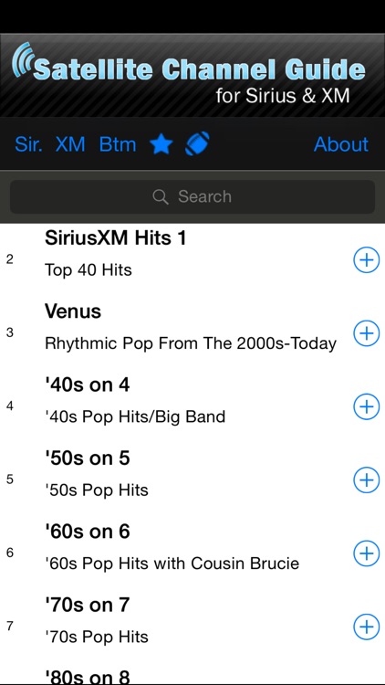 Satellite Radio Channel Guide for Sirius XM