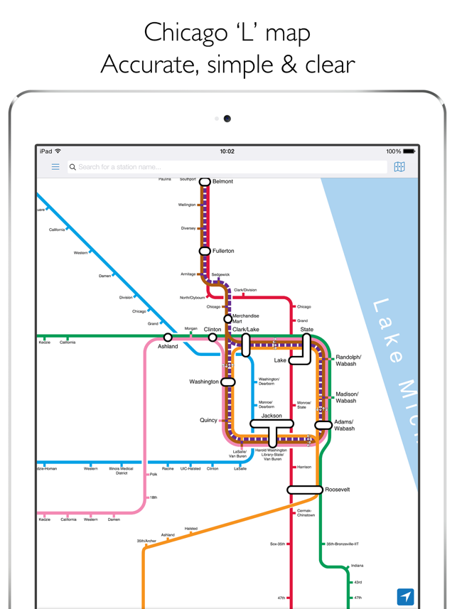 Chicago L Metro Map With Route Planner On The App Store