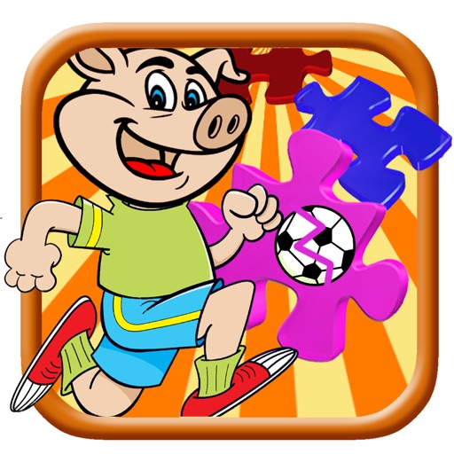 Kids Pig Play Football Jigsaw Puzzle Game Version
