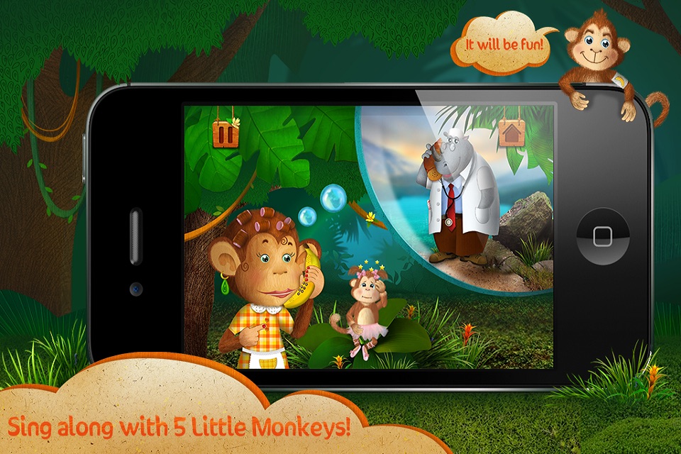 Kids Academy ∙ 5 little monkeys jumping on the bed. Interactive Nursery Rhyme. screenshot 3