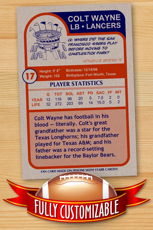 Football Card Maker - Make Your Own Starr Cards screenshot 2