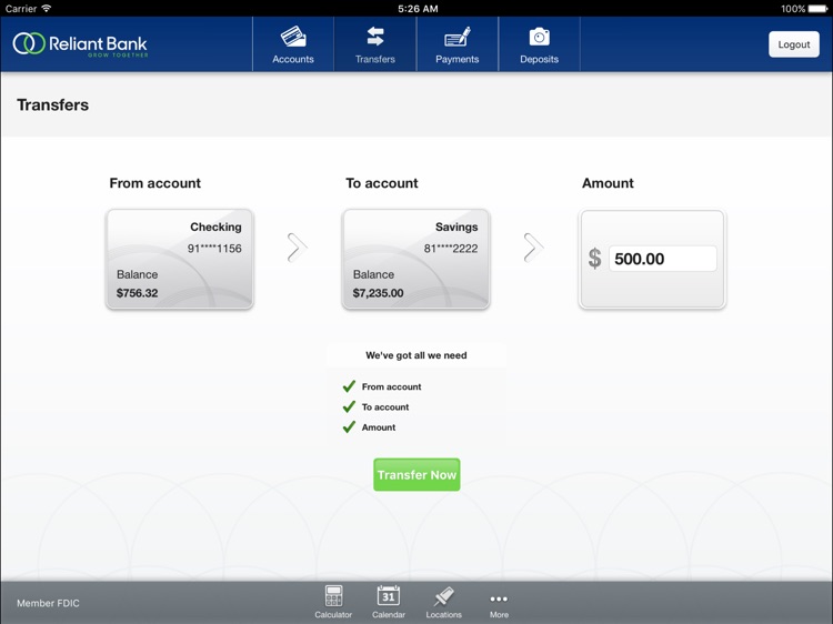 Reliant Bank for iPad screenshot-3