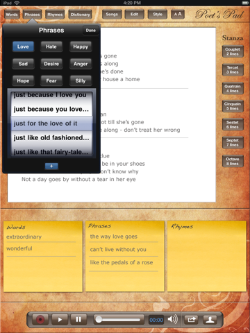 Poet's Pad™ for iPad screenshot 2