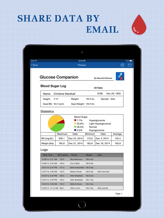 Glucose Companion for iPad - Blood Sugar Tracker screenshot-4