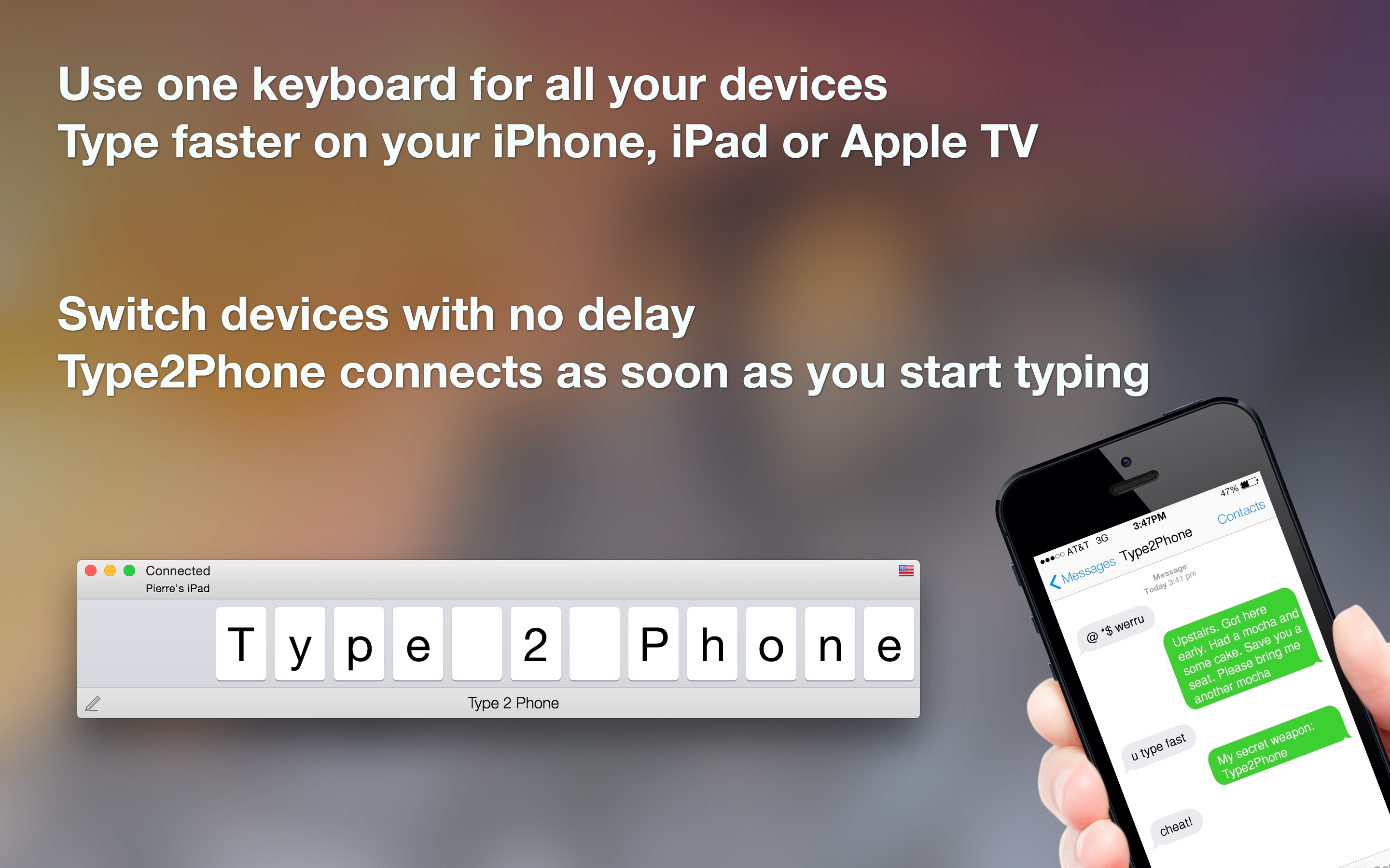 Screenshot do app Type2Phone: Bluetooth Keyboard