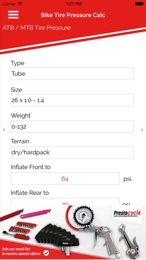 Prestacycle Bicycle Tire Pressure Calculator(圖3)-速報App