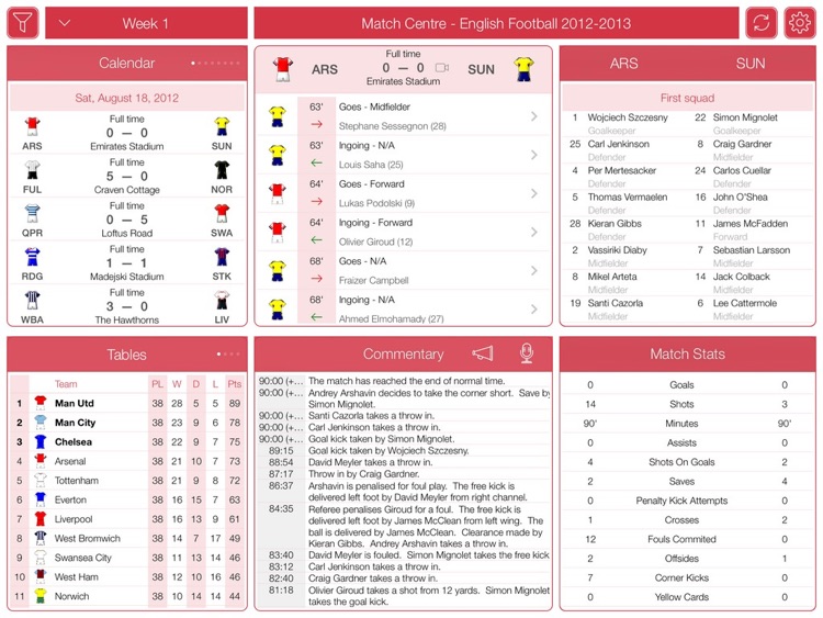 English Football 2012-2013 - Match Centre