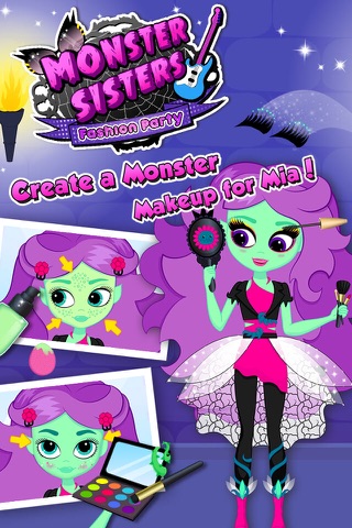 Monster Sisters Fashion Party - Crazy Makeup, Dress Up & Hair Salon screenshot 4