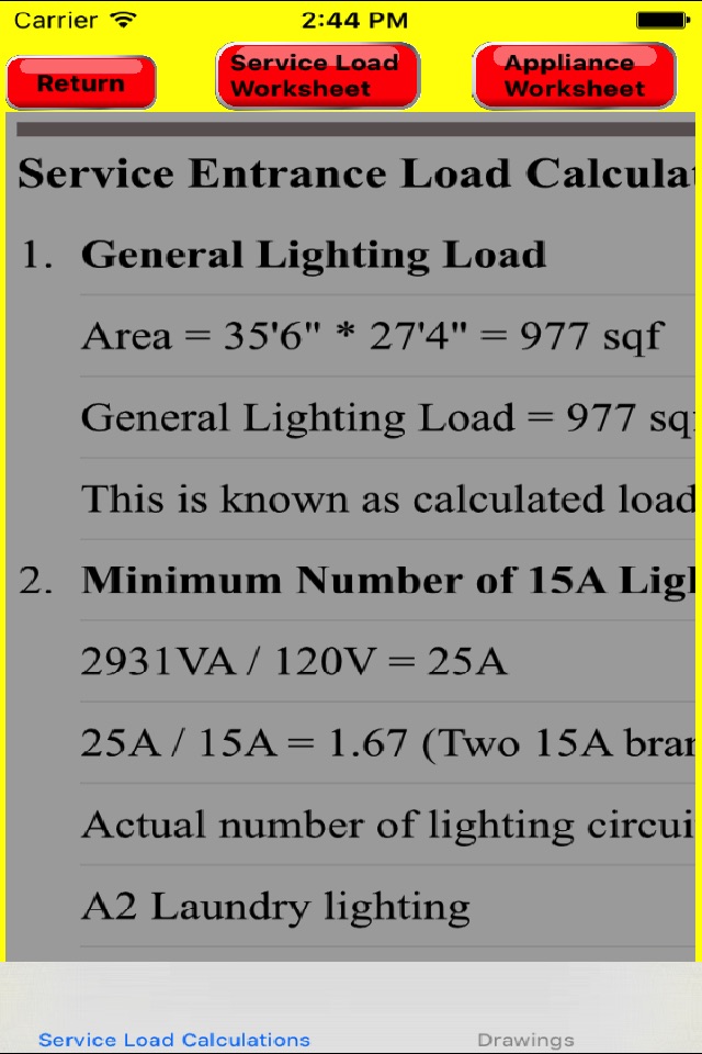 Electrical Load Calculator & Electrical Plan Example screenshot 2