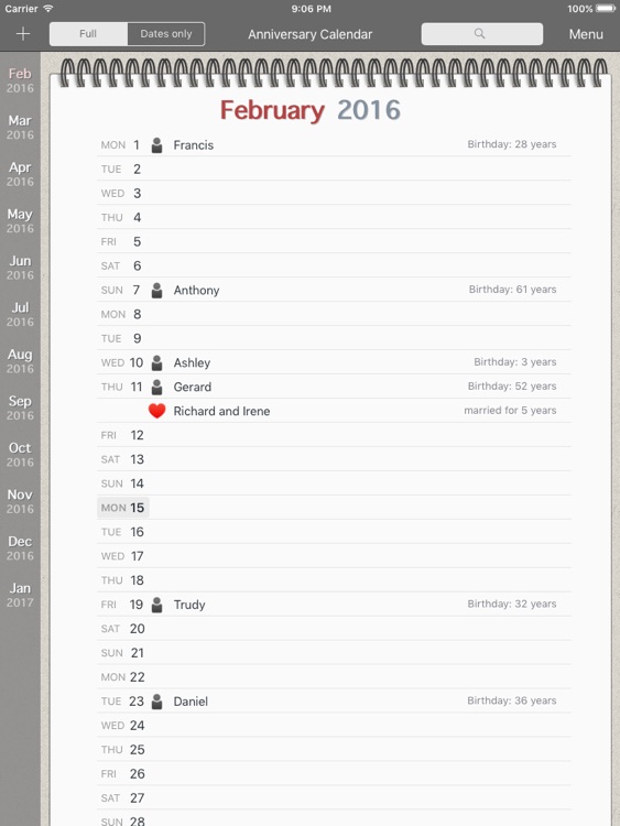 Anniversary Calendar (Full version)