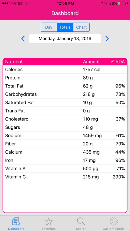MyCal II Calorie and Nutrition Tracker