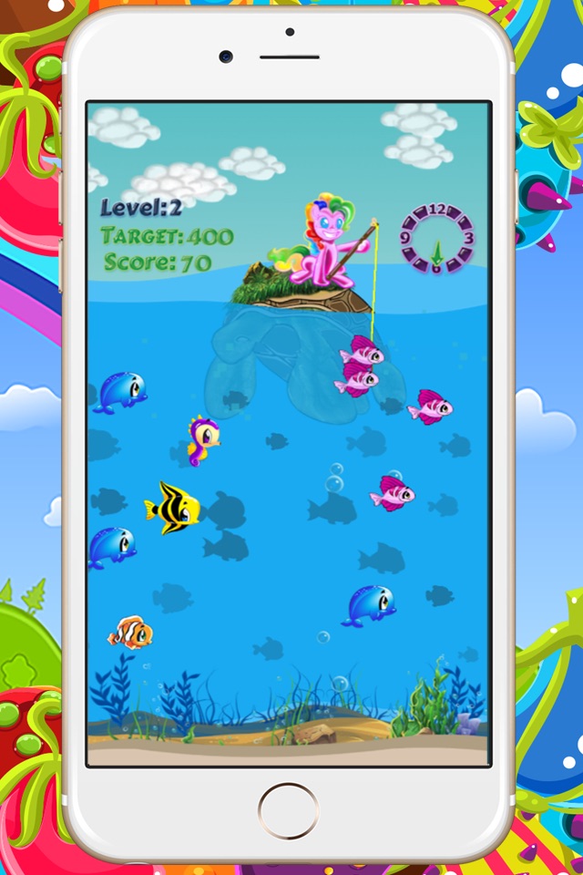 Little Unicorn Fishing Game For Kids - Pony and Turtle Boat screenshot 2