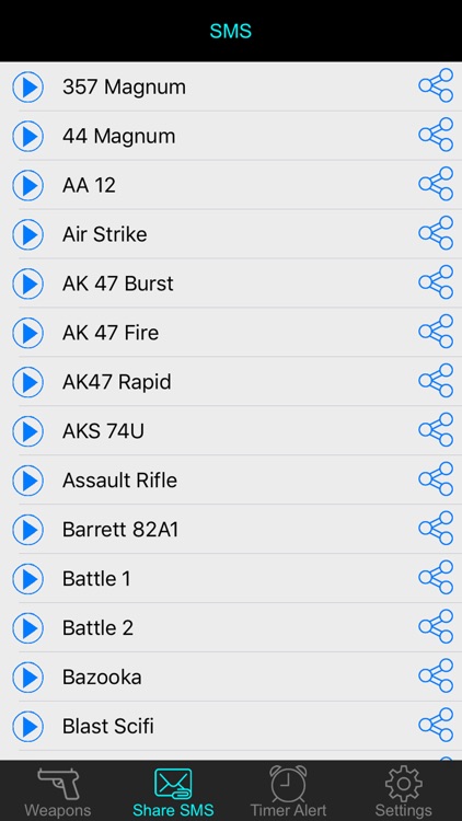 Weapon & Gun Sound Effects Button Free - Share Explosion Sounds via SMS & Timer Alert Plus